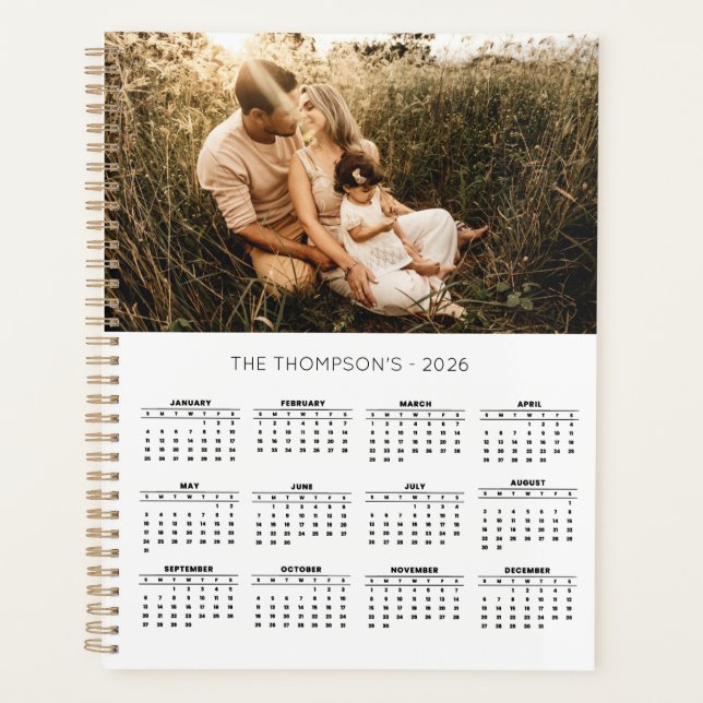 Photo de famille 2026 Calendrier 12 Mois Monogramm (Devant)