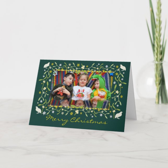 Photo de famille carte de noël mistletoe étoiles v (Devant)