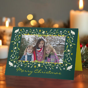 Photo de famille carte de noël mistletoe étoiles v