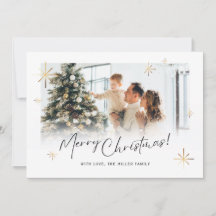 Photo de famille de la carte de Noël blanche