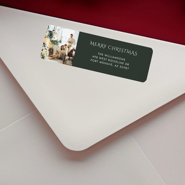 Photo de famille de Noël Elegant Adresse de retour (Family Photo Modern Christmas Return Address Label)