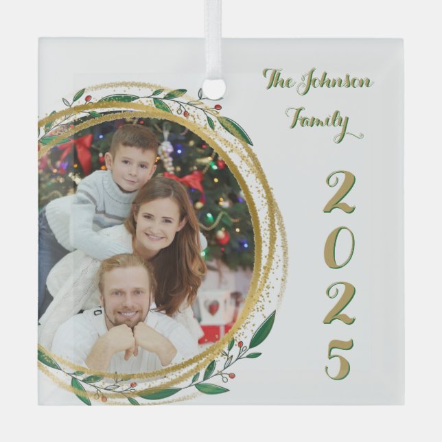 Photo de famille de Noël et ornement de l'année (Recto)