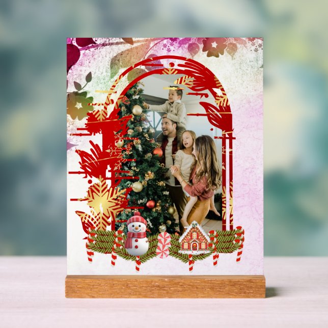 Photo de famille de Noël florale moderne et élégan (Neutre)