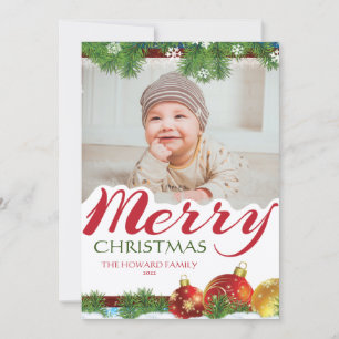 Photo de famille Joyeuse carte à plat Noël