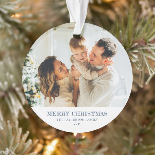 Photo de famille moderne Noël bleu marine (Arbre)