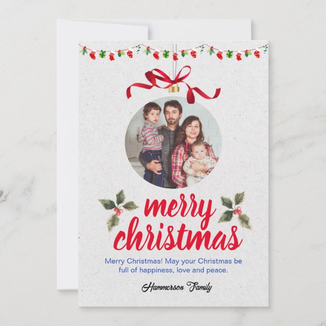 Photo de famille personnalisée Invitation de Noël (Devant)
