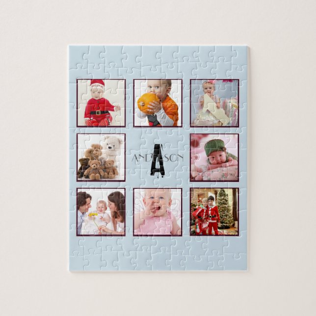 Photo de famille Puzzle 9 photos Monogramme person (Vertical)