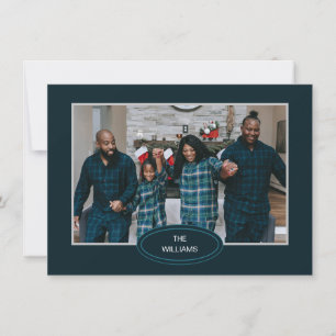 Photo de famille Pyjamas bleu Carte de Noël encadr