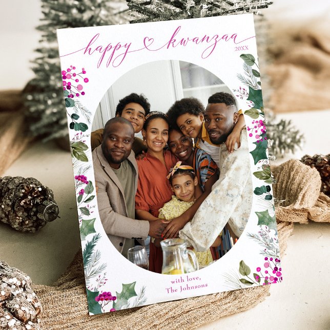 Photo de famille rose et brillante Bonne carte Kwa (Créateur téléchargé)