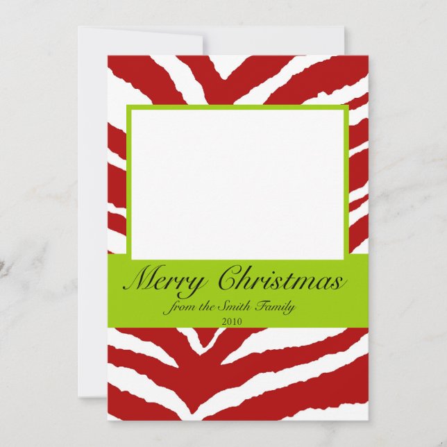 Photo de la carte de Noël avec imprimé Zebra (Devant)