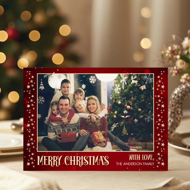 Photo de la carte de Noël avec photo couleur rouge (Créateur téléchargé)