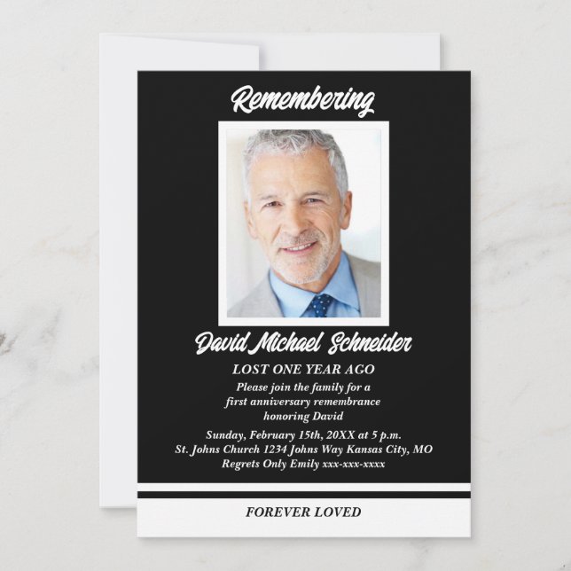 Photo de l'anniversaire de la mort d'un Invitation (Devant)