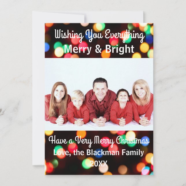 Photo de lumières colorées - Carte de Noël (Devant)
