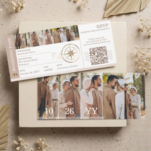 Photo de mariage de destination avec carte d'embar