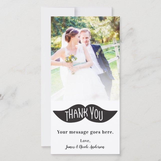 Photo de mariage image barbe noire Merci (Devant)