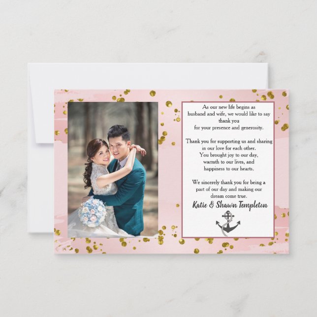 Photo de mariage Merci Double Face Nautilus (Dos)