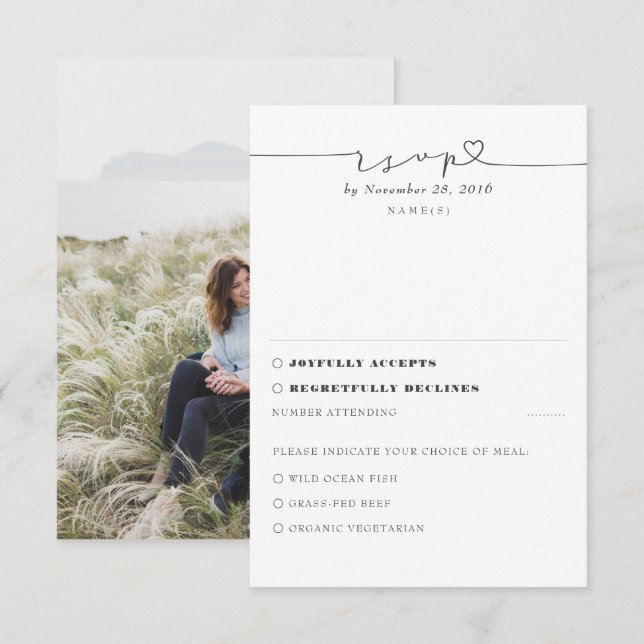Photo de mariage minimal moderne blanc RSVP (Devant / Derrière)