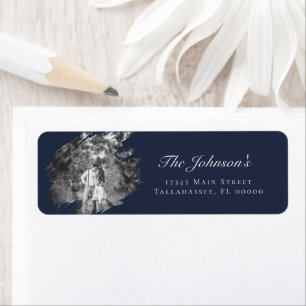 Photo de mariage moderne pinceau Bleu marine
