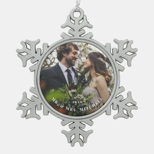 Photo de mariage personnalisée Ornement de flocon  (Devant)