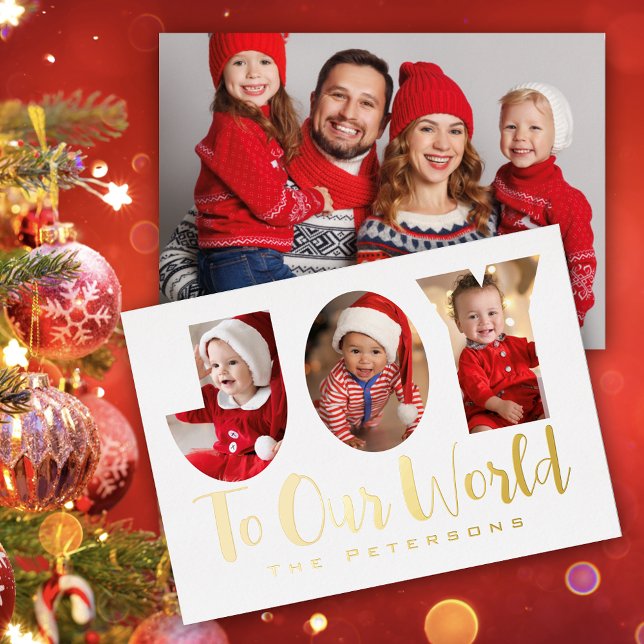 Photo de Noël Collage Gold Foil Carte de vacances (Créateur téléchargé)