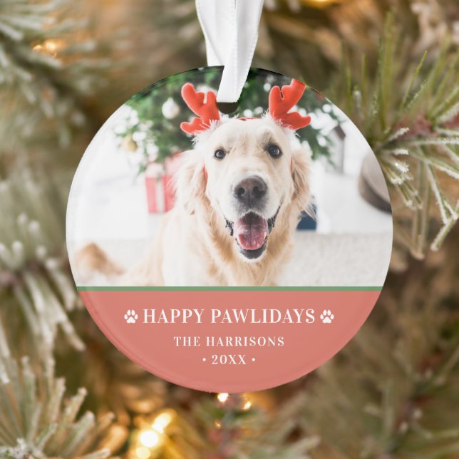 Photo de Noël de chien Joyeux Pawlidays (Arbre)