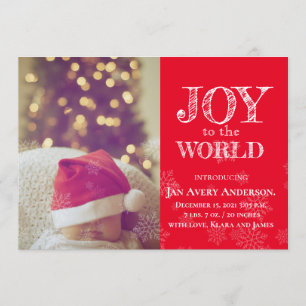 Photo de Noël Joy to the World Baby Faire-part