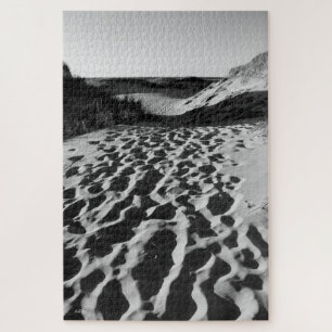 photo de plage, noir et blanc jigsaw puzzle