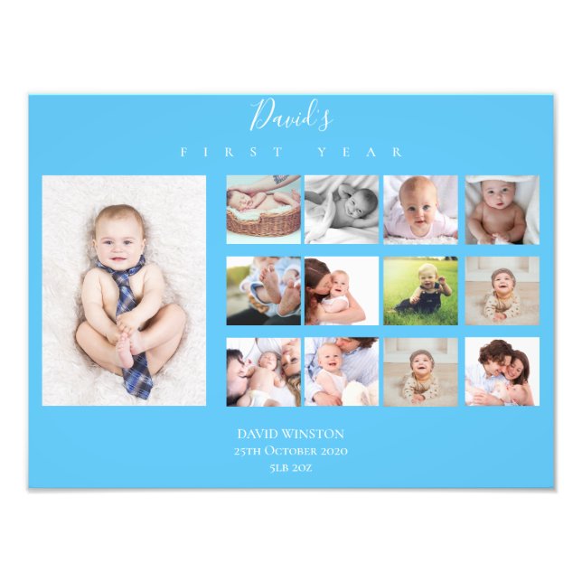 Photo de première année du bébé Collage Keepsaké G (Devant)