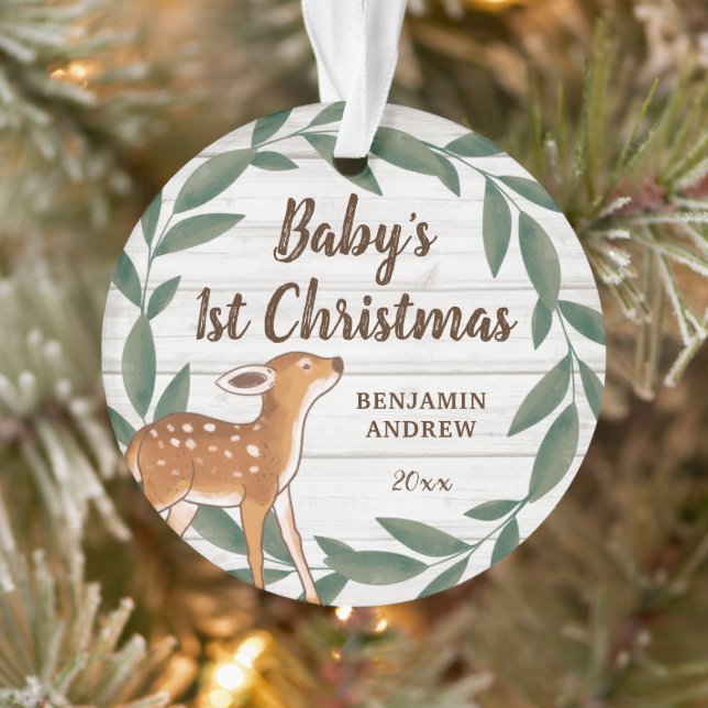 Photo de Rustic Greenery Deer Baby's First Christm (Arbre)