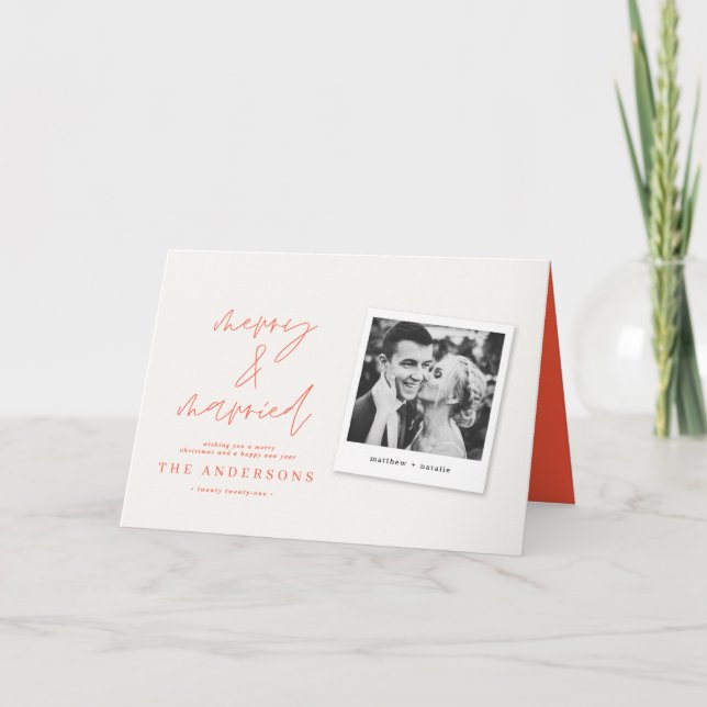 Photo de script moderne joyeux & marié rouge noël (Devant)