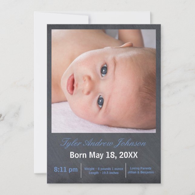 Photo de tableau noir - Faire-part de naissance (Devant)