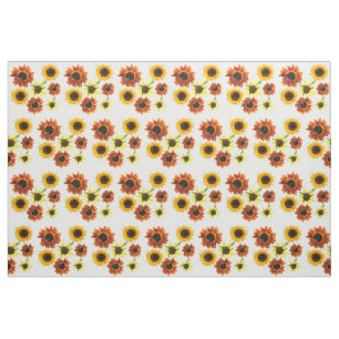 Photo de Tissu floral de tournesols orange jaune
