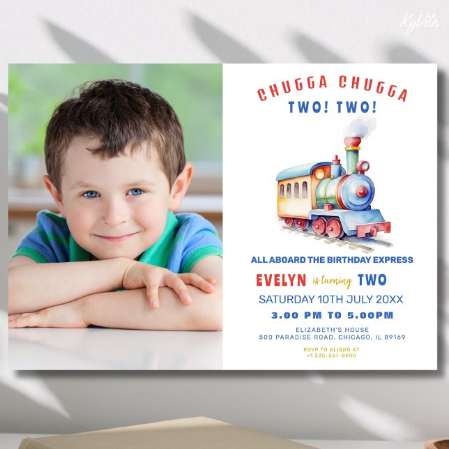 Photo de train modifiable Invitation d'anniversair (Créateur téléchargé)