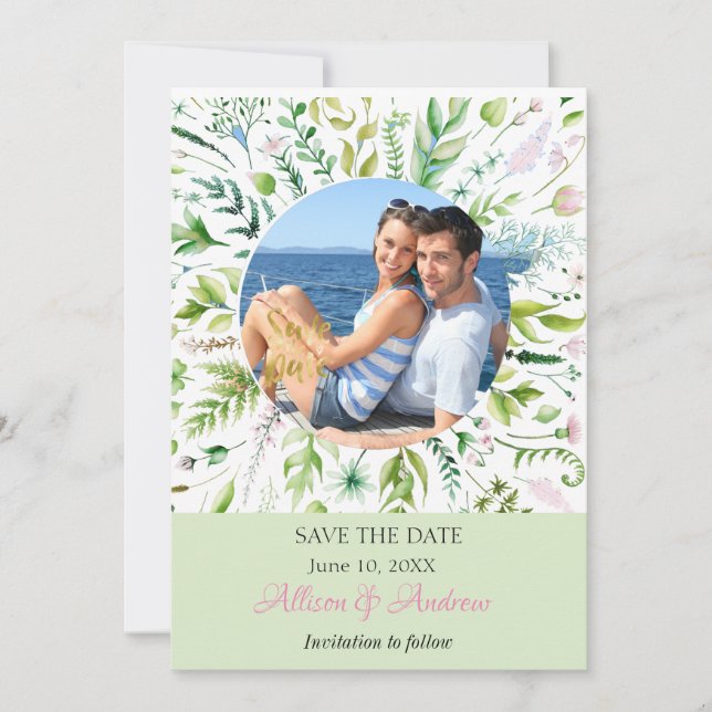 Photo de verdure florale Save the Date (Devant)
