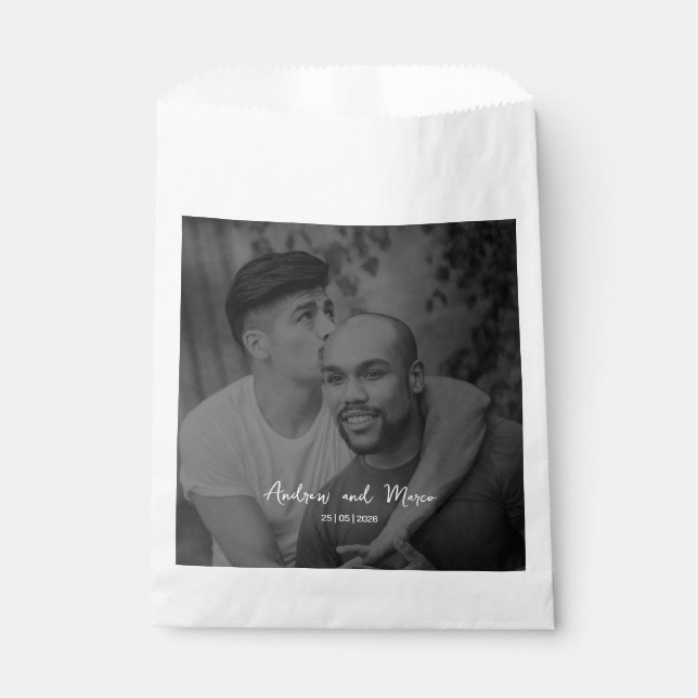 Photo Destination Boarding Pass Wedding Favour Bag (Front)