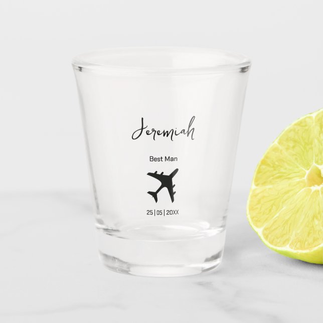 Photo Destination Boarding Pass Wedding Shot Glass (Front)