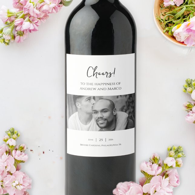 Photo Destination Boarding Pass Wedding Wine Label (Photo Destination Boarding Pass Wedding Wine Label)