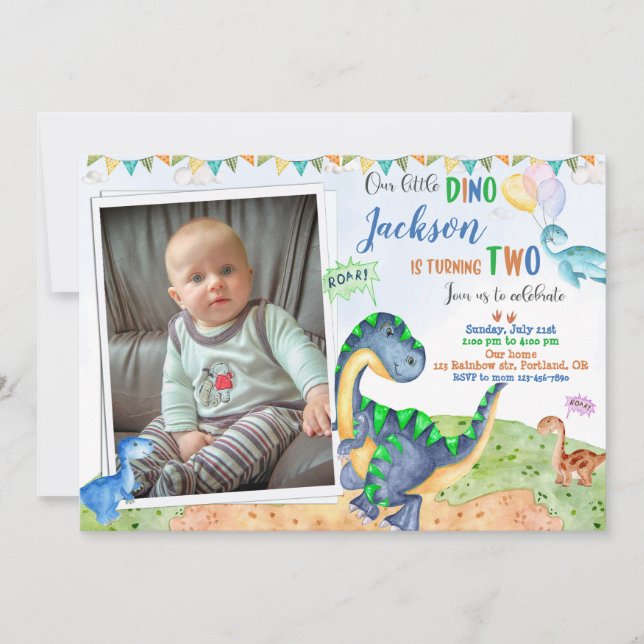 Photo Dinosaur invitation anniversaire Dino-mite f (Devant)