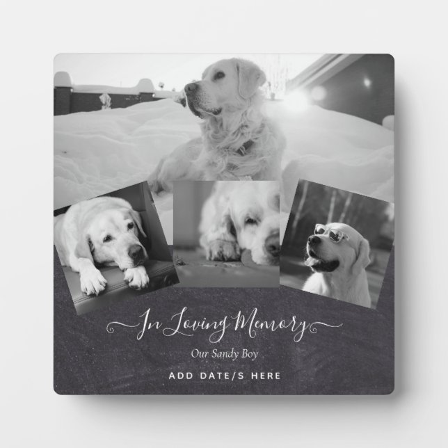 PHOTO Dog Memorial Gift- Pet Loss Keepsake Collage Plaque (Front)