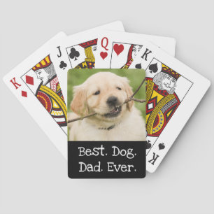 Photo Dog Personalized Best Dog Dad Ever Black Playing Cards