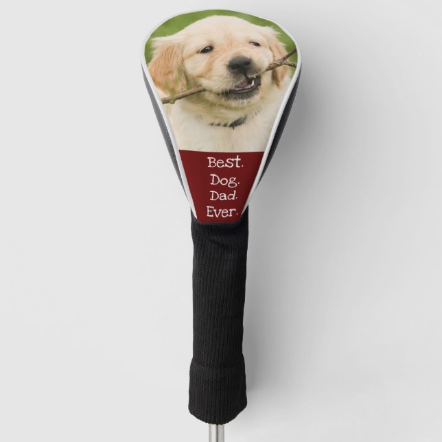 Photo Dog Personalized Best Dog Dad Ever Red White Golf Head Cover (Front)