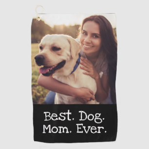 Photo Dog Personalized Best Dog Mom Ever Black Golf Towel
