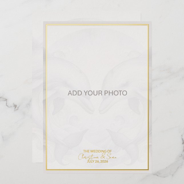 Photo Dolphin Real Foil Faire-part de mariage (Recto/Verso)