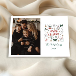 Photo Doodle Line Art Christmas Holiday Card