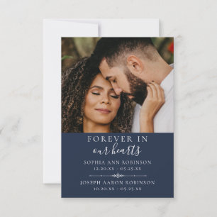 Photo Double Memorial Funeral Blue Prayer Card 