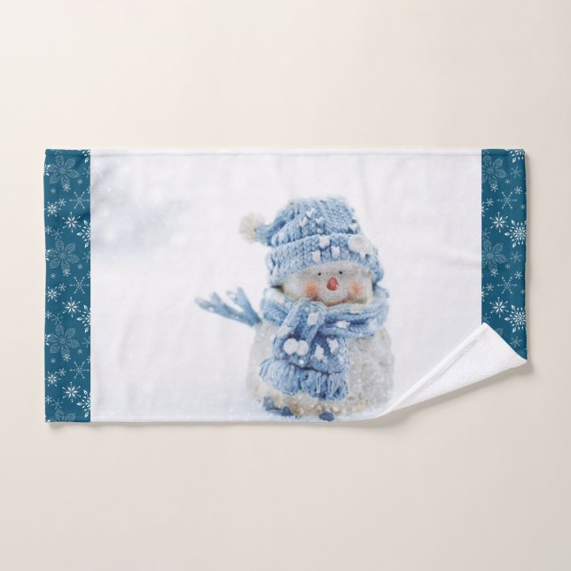 Photo d'un mignon bonhomme de neige en hiver - Noë (Serviette à main)