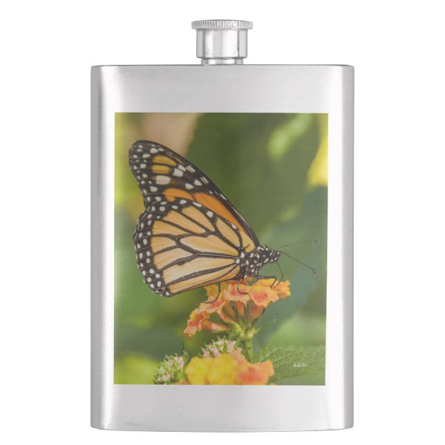 photo d'un papillon sur une fleur hip flask (Front)