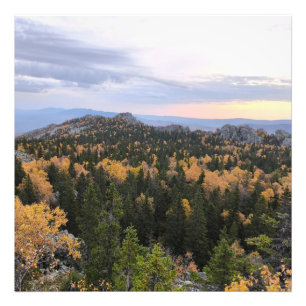 photo d'une forêt d'automne montagneuse, montagnes