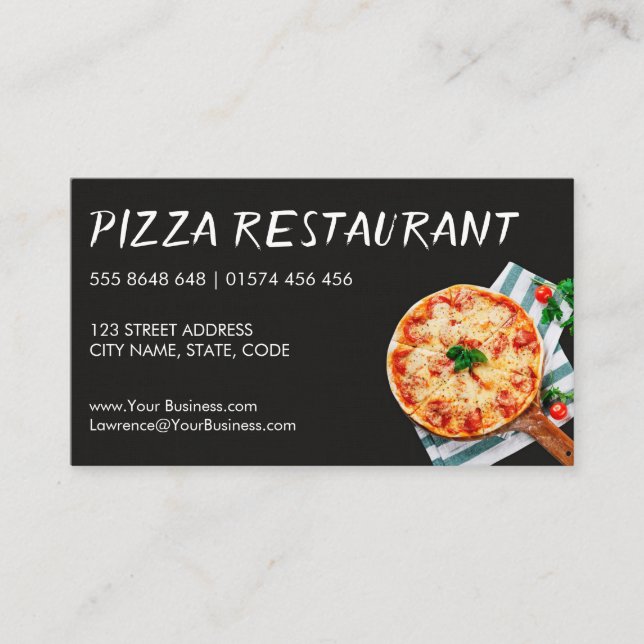 Photo d'une pizza à bord - Carte de visite (Devant)