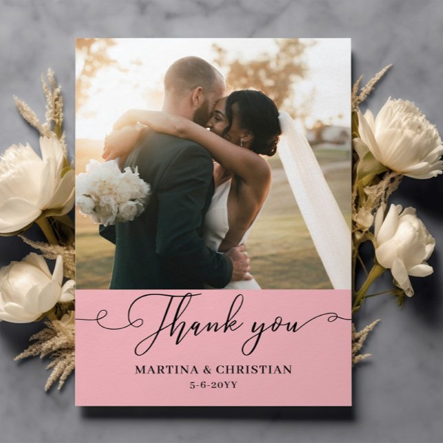 Photo Dusty Pink Wedding  Thank You Card (Creator Uploaded)